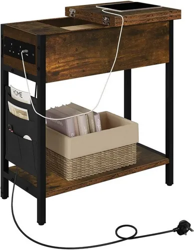 EUGAD Couchtisch (1-St), Beistelltisch mit Ladefunktion&Stauraum, klappbar