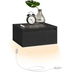 VASAGLE Hängender Nachttisch mit 3-Farben-Licht in schwarz von VASAGLE