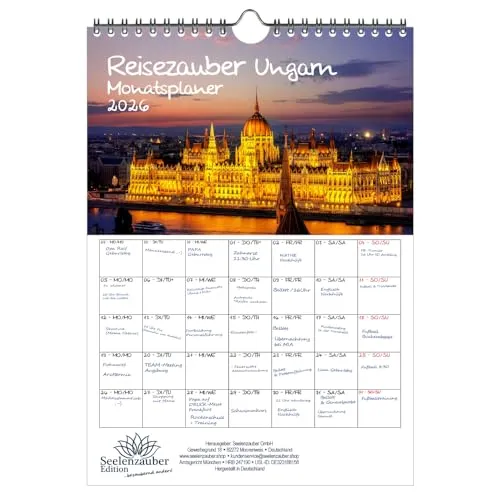 Reisezauber Ungarn Planer DIN A4 Kalender für 2026 Budapest Reise Urlaub Ferien - Seelenzauber