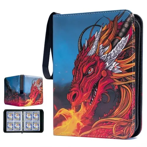 ARYUM Sammelalbum für Pokemon Karten, 440 Karten Sammelalbum, 4 Taschen 55 Seiten Sammelkarten Album mit Reißverschluss, Halter Buch Ordner, Geschenk für kinder Jungen Mädchen