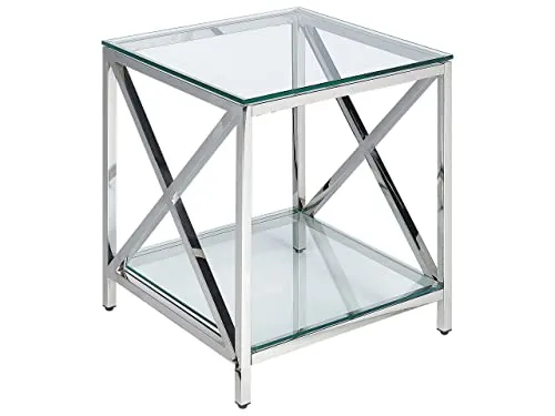 BELIANI Beistelltisch Silber und Transparent 45 x 45 cm