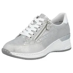 Rieker Damen Low-Top Sneaker N4316 - Damen-Sneaker mit losem Einlegesohle, ideal für Komfort und Flexibilität, in schickem Silber-Platin Design.