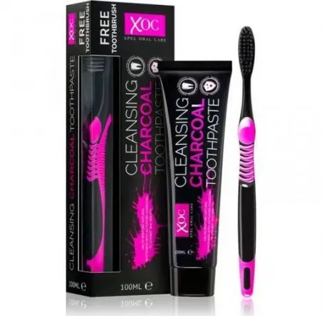 Aktivkohle Zahnpasta + Zahnbürste - Tiefenreinigung und Aufhellung von Xpel