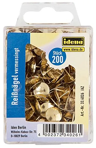 livepac office 1000 Reißnägel, 5x 200 Reißnägel OVP, vermessingt, in transparenter Kunststoffbox