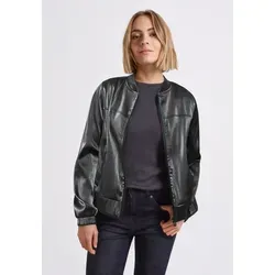 Blouson STREET ONE STUDIO, Damen, Gr. 46, schwarz, Stoff, Obermaterial: 70% Viskose, 25% Polyester, 5% Elasthan; Futter: 100% Polyester, unifarben, normal normal, Rundhals, elastischer Bund, Jacken Blouson, aus softer Viskose