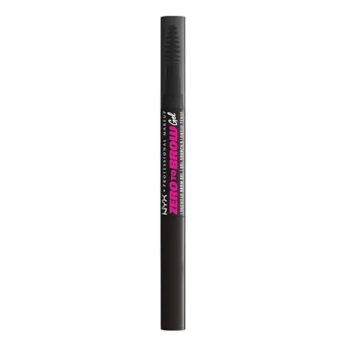 Nyx Professional Makeup Langanhaltendes und flüssiges Augenbrauengel, Für einen natürlichen Look und bis zu 2 Tage Halt, Ohne Abfärben und Verwischen, Zero to Brow, Farbe: Black, 1 Stück