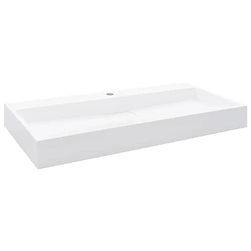 vidaXL Aufsatzwaschtisch mit Wasserhahnloch – 100x46 cm Mineralguss - Elegantes und zeitloses Waschbecken aus Mineralguss, ideal für Badezimmer und Waschräume. Leicht zu reinigen und als dekoratives Element vielseitig einsetzbar.