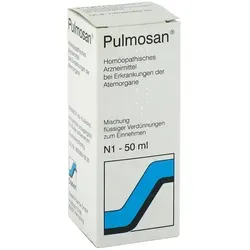 Pulmosan 50 ML - Homöopathisches Arzneimittel zur Linderung von krampfartigem Husten, enthält 51 Vol.-% Alkohol. Ideal für die Unterstützung der Atemorgane.