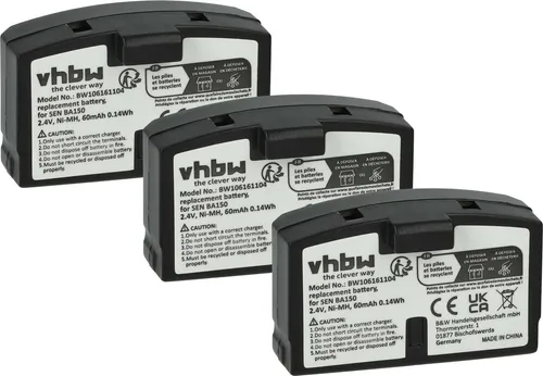 vhbw 3x Akku kompatibel mit Sennheiser RS40, RS60, RS45, RS80, RS 8, RS400, RS5, RS4, RS 65, RS8, RS6 Wireless Headset Kopfhörer (60 mAh, 2,4 V, NiMH)