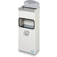 PROREGAL Robuster Wandascher Mit Schild 4 Liter HxBxT 55 x 14,5 x 22 cm Verzinkter Stahl Weiß