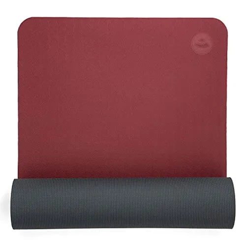 Bodhi Yogamatte Lotus Pro | Rutschfeste Übungsmatte | Sportmatte für Gymnastik, Pilates & Fitness | Antirutschmatte für deine Yogapraxis | Hypoallergene Trainingsmatte | dunkelrot/anthrazit