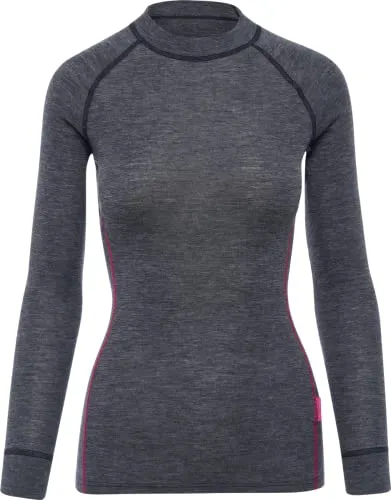Thermowave Warm Active Merino Unterwäsche Damen - Thermounterwäsche Damen Shirt Langarm - Funktionsshirt Damen mit Feuchtigkeitstransport mit Rundhalsausschnitt - 160 GSM Wolle Schnelltrocknende