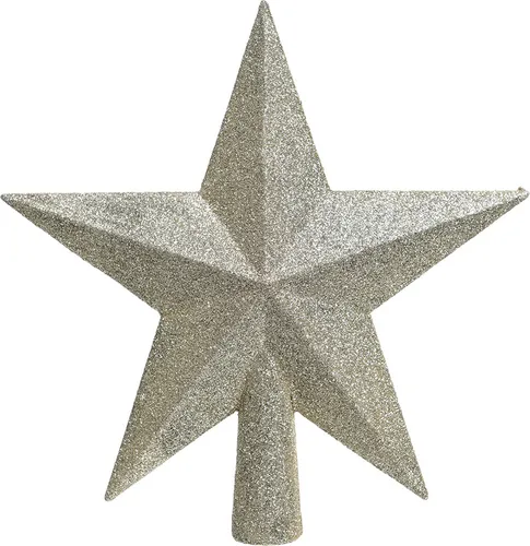 Christbaumspitze Stern mit Glitzer 19cm Kunststoff, perle