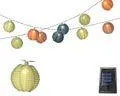 Solar LED Lichterkette Lampions Nylon 4,5m Bunt / Warmweiß