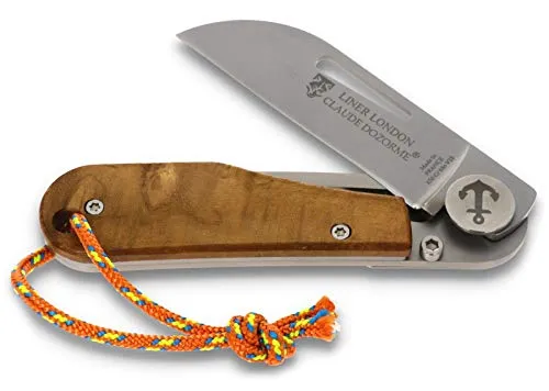 Claude Dozorme Taschenmesser Liner London - Teakholzgriff 11cm - Hochwertiges französisches Taschenmesser mit 8cm Klinge und Liner Lock. Das elegante Design aus Teakholz und Edelstahl macht es zum idealen Begleiter für Camping und Outdoor-Aktivitäten.
