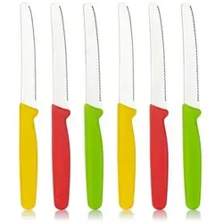Coolinato Frühstücksmesser Set, 6 tlg. Wellenschliff Edelstahl - Tafelmesser mit Wellenschliff, aus rostfreiem 4116 Klingenstahl, ergonomisch und langlebig – ideal für ein perfektes Frühstück oder Pausenbrote.
