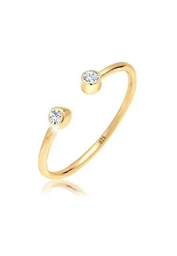 Elli Ring Damen Solitär Statement mit Kristallen in 925 Sterling Silber - Hochwertiger Damenring aus 925 Sterling Silber, verziert mit funkelnden Kristallen. Ideal für stilvolle Akzente und besondere Anlässe. Jedes Stück wird in Handarbeit gefertigt und bietet geprüfte Qualität.