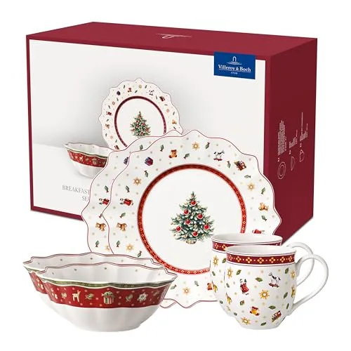 Villeroy Boch Frühstücksset 6-tlg. - Weihnachtsdeko in Gold, Silber und Rot für stimmungsvolle Festtage