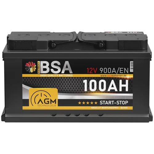 BSA AGM Batterie 12V 100Ah 900A für Start-Stop Fahrzeuge