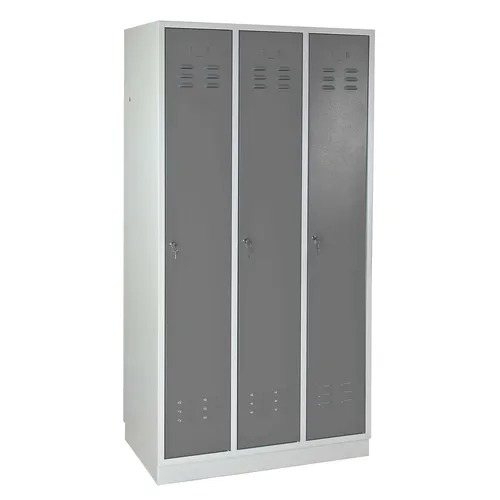 ADB Garderobenschrank Spind 3-türig silbergrau 1775x890x500 mm