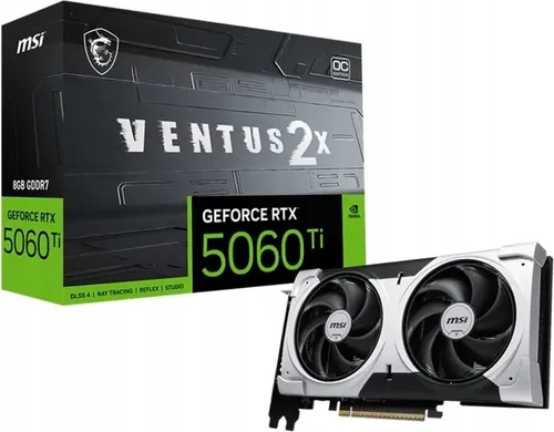 MSI GeForce RTX 5060 Ti Ventus 2X Plus 8 GB GDDR7 DLSS4 - Grafikkarten für Gaming und kreative Anwendungen, bietet beeindruckende Leistung mit DLSS 4 und realistisches Raytracing für flüssiges Gameplay und atemberaubende Grafiken.