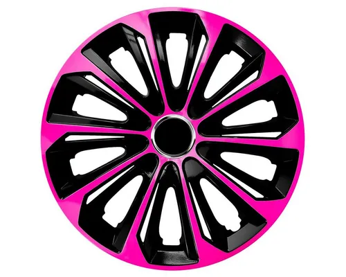 Radkappen Radzierblenden 15 Zoll - Rosa/Schwarz 4er Set - Radkappen aus robustem ABS-Kunststoff, einfach zu installieren ohne Werkzeuge, ideal für individuelle Fahrzeuggestaltung.