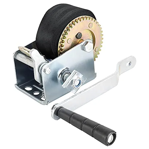 FreeTec Handseilwinde Seilwinde mit Schwarz Polyester Seilzug Bergungswinde Bootswinde Handwinde Winde, 6m 600 lbs