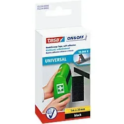 Produktbild tesa Klettstreifen ON&OFF Universal Schwarz 20 mm (B) x 1 m (L) PP (Polypropylen)
