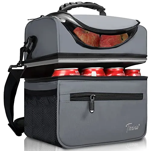 Kato Tirrinia Faltbar Groß Kühltasche 13L(22Dosen), Doppellagige Isoliertasche Lunchtasche Picknicktasche, Groß Wasserdichte Thermotasche für Arbeit Baustelle Auto Strand Picknick, Hellgrau