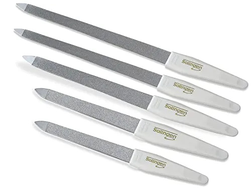 Profi Nagelfeilen Set aus Solingen Maniküre Feilen Made in Germany 2-Seitig Fein/Grob Pediküre Saphirnagelfeilen in verschiedenen Größen zur optimalen Nagelpflege für Hände und Füße (5er Set)