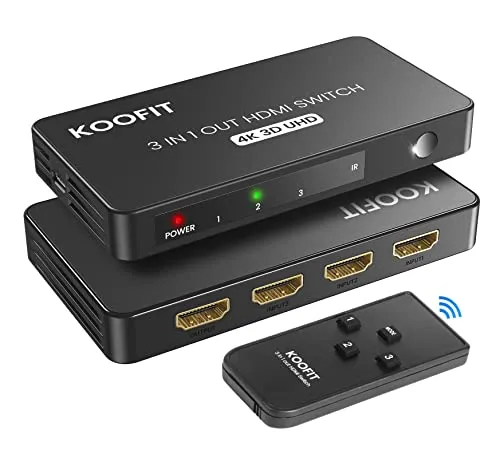 HDMI Switch 4K Splitter mit IR Fernbedienung - 3 in 1 Out - Video Umschaltpulte: Automatischer HDMI Switch für 3 Geräte, unterstützt 4K@60Hz und ermöglicht müheloses Umschalten zwischen Geräten mit einer Fernbedienung.