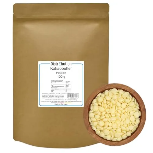Kakaobutter Pastillen | 100g Lebensmittelqualität | Chips für Kochen & Kosmetik