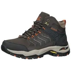 Skechers Herren Arch FIT Dawson-RAVENO Trekking Shoes - Wanderschuhe mit braunem Ledernetz, bieten herausragenden Komfort und Flexibilität für lange Wanderungen.