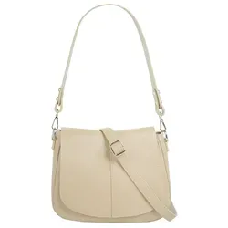 Umhängetasche CLUTY - Beige Leder, Made in Italy - Elegante Handtasche aus 100% Rindleder mit abnehmbarem Schultergurt und Magnetverschluss. Perfekt für stilbewusste Damen, die italienisches Design schätzen.