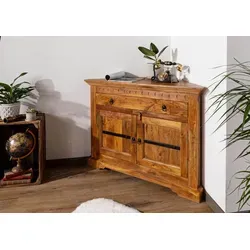 Massivmoebel24 Eckkommode OXFORD aus Akazie in braun von Massivholzmöbel24