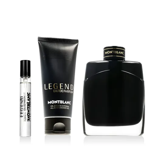 Montblanc Legend EDP 100 ml + EDP MINI 7,5 ml + SG 100 ml - Elegantes Herren Geschenkset mit EDP, das frische Bergamottnoten und holzige Essenzen vereint. Perfekt für Selbstbewusste, die Stil und Charisma ausstrahlen möchten.