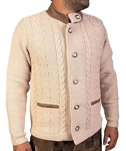 Trachtl Trachtenstrickjacke Herren Markus Strickjacke Herren Moderne bayrische Tracht, Knöpfen in Hirschhornoptik in 8 Farben (Natur, M)