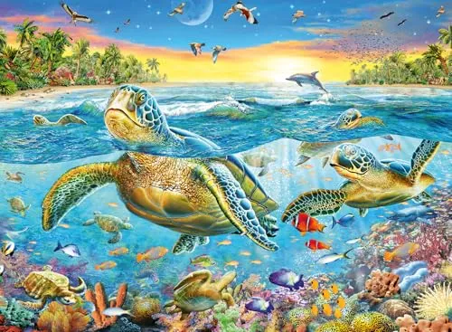Ravensburger 12942 Fisch Meeresschildkröten, 100-teiliges Puzzle mit extra großen Teilen, für Kinder ab 6 Jahren, Mehrfarbig