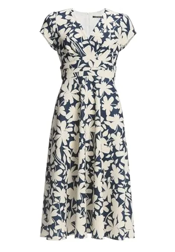 Swing Midi Kleid aus bedrucktem Scuba - 42