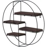 MCW Wandregal Dunkelbraun 45x45 cm - Regal im Industriedesign, aus robustem Paulownia-Holz und stabilem Eisen-Gestell, ideal für stilvolle Aufbewahrung und Präsentation in Ihrem Wohnzimmer.
