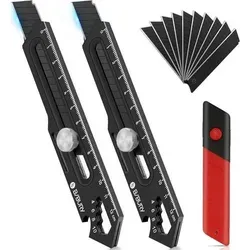 Cuttermesser Universalmesser Abbrechklinge 18mm SK5 2 Stück Schwarz - Das Cuttermesser Universalmesser Abbrechklinge 18mm SK5 in Schwarz ist der ideale Begleiter für präzise Schneidarbeiten. Mit zwei Messern im Set bist du bestens ausgestattet, um Materialien wie Papier, Karton und mehr mühelos zu schneiden.