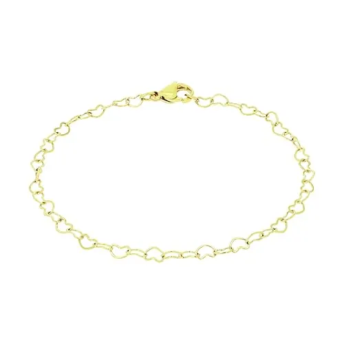 Amor Armband Edelstahl Damen Armschmuck, 19 cm, Gold, Herz, Kommt in Schmuck Geschenk Box, 2040001
