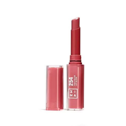 3INA MAKEUP - The Color Lip Glow 254 - Dunkelrosa Nackt Lippenstift - Glowy Saftige Lippen-Stift mit Vitamin E für Lippen zu Nähren - Lippenbalsam Hochpigmentiert - Vegan - Cruelty Free