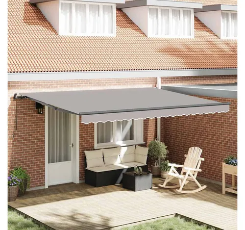 furnicato Einziehbare Sonnenblendmarkise 450x300 cm - Hellgrau - Hochwertige Markise mit praktischer Einzieh-Funktion. Ideal für Terrassen und Balkone, um Schatten zu spenden und den Außenbereich stilvoll zu gestalten.