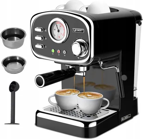 Siebträger-Espressomaschine Yoer 1100 W 20 bar, 10 Kaffees, Silbernes Design