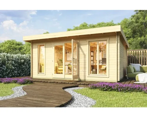 Gartenhaus DORSET 3 - Holzhaus für Home Office - Geräumiges Gartenhaus mit 24,51 m², ideal als Home Office. Aus naturbelassenem Holz, mit abschließbarer Doppeltür und einfacher Montage.