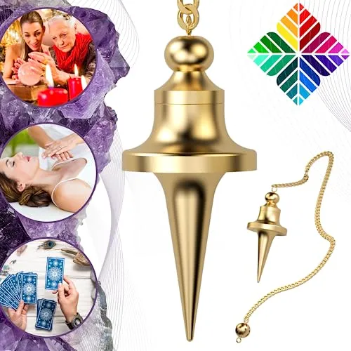 Ägyptisches Radiästhesie Pendel TROUVIER mit Zeuge aus Messing - Esoterik/Orakel Pendel – Geobiologie, Stimmungsmann, Reise, Magnetisierer – Gold – 27 Gr