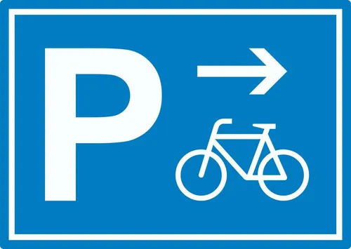 HB-Druck Aufkleber Fahrrad Parkplatz Aufkleber mit Richtungspfeil rechts waagerecht, wetterfest, UV-beständig, kratzfest