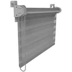 Doppelrollo Tag-Nacht Fensterrollo Klemmfix Zebrarollo mit Stopper, Furnify, ohne Bohren, Klemmfix, Kettenzug mit Stopper grau 55 cm x 130 cm