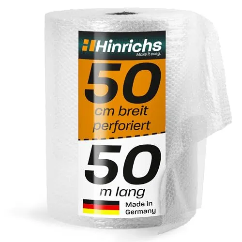 Hinrichs Luftpolsterfolie Rolle 50m x 50 cm perforiert von Hinrichs